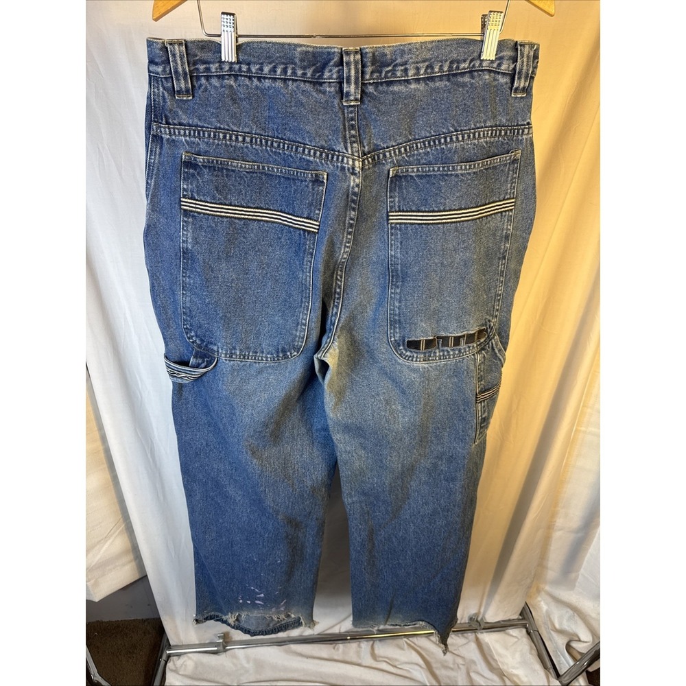 OTB Carpenter Wide Baggy Denim Jeans Men Skater Grunge Vintage JNCO Style 36x31 - Picture 2 of 16